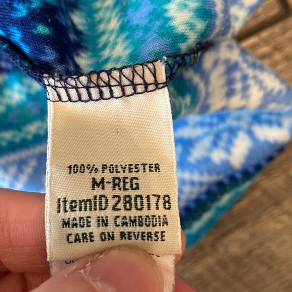 L.L. Bean Pullover 1/2 Zip Blue Fleece Snowflake Print M - Picture 9 of 9